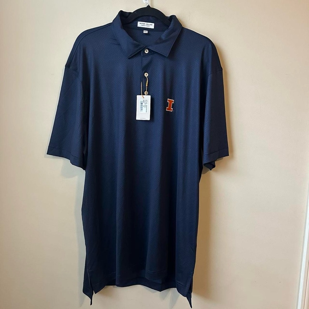 Peter Millar University of Illinois Fighting Illini navy blue polo shirt Size XL